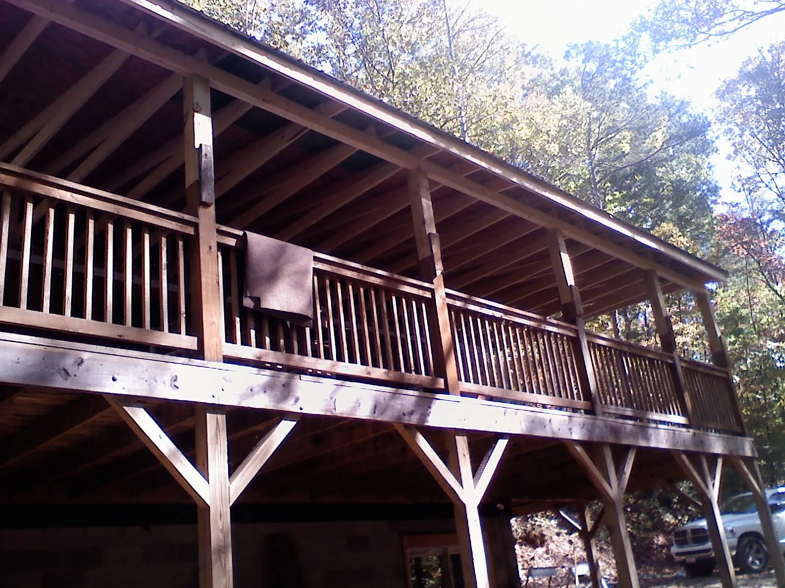 Timber framing under a new elevated porch and deck — Roof Leak Repair in Polkville by Roofing Brothers